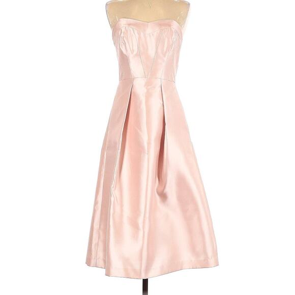 Shoshanna Midnight Antoinette Cocktail Dress‎ 2 Strapless Midi Powder Pink $395